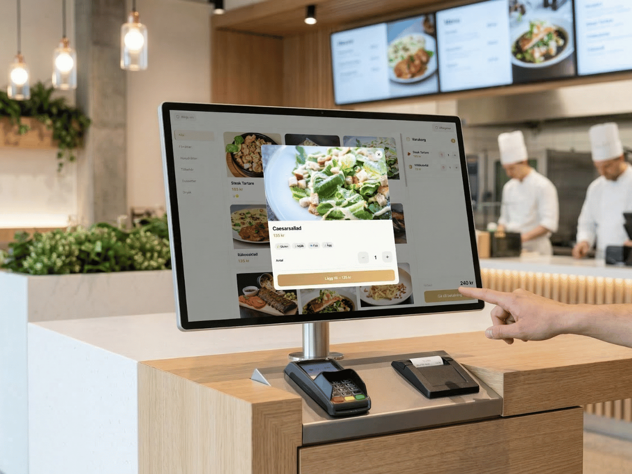 Vendion Express self-service kiosk in restaurant setting